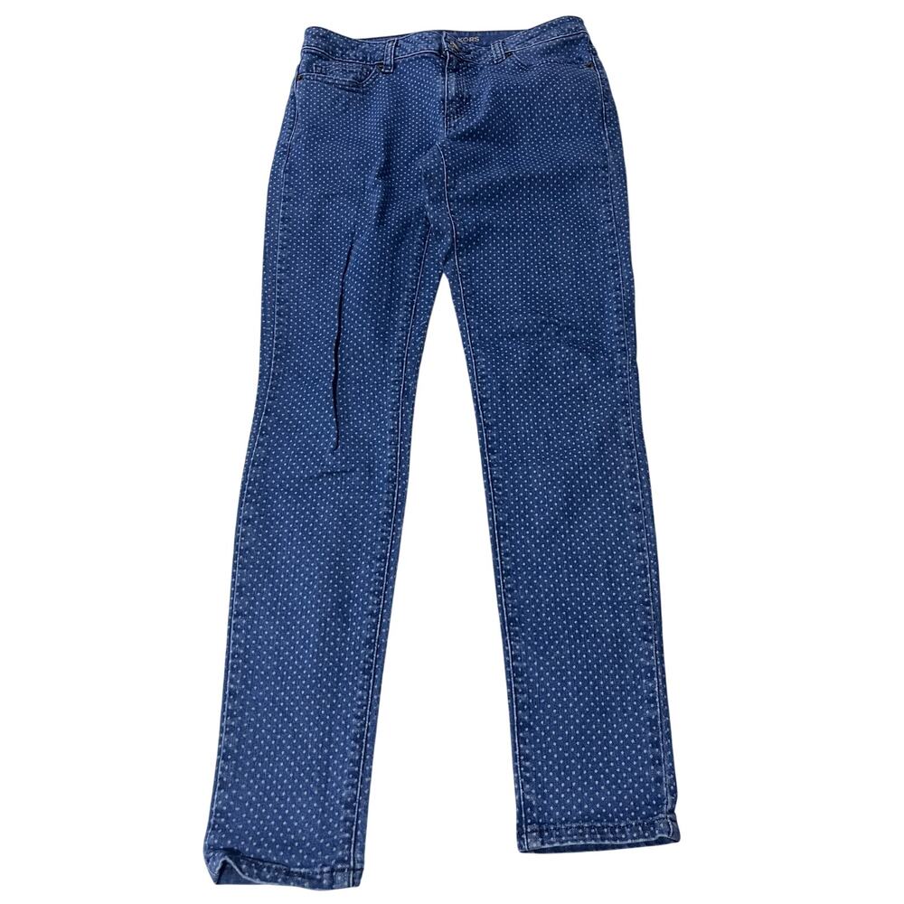 MICHAEL KORS Womens 2 Blue Polka Dot Skinny Jeans Denim Stretch Pants MSRP $198